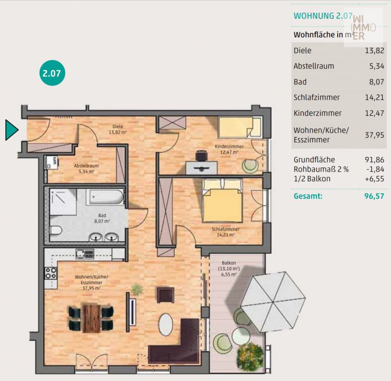 Haus C - Wohnung 2.07 - Grundriss Haus C - Wohnung 2.07 - Grundriss